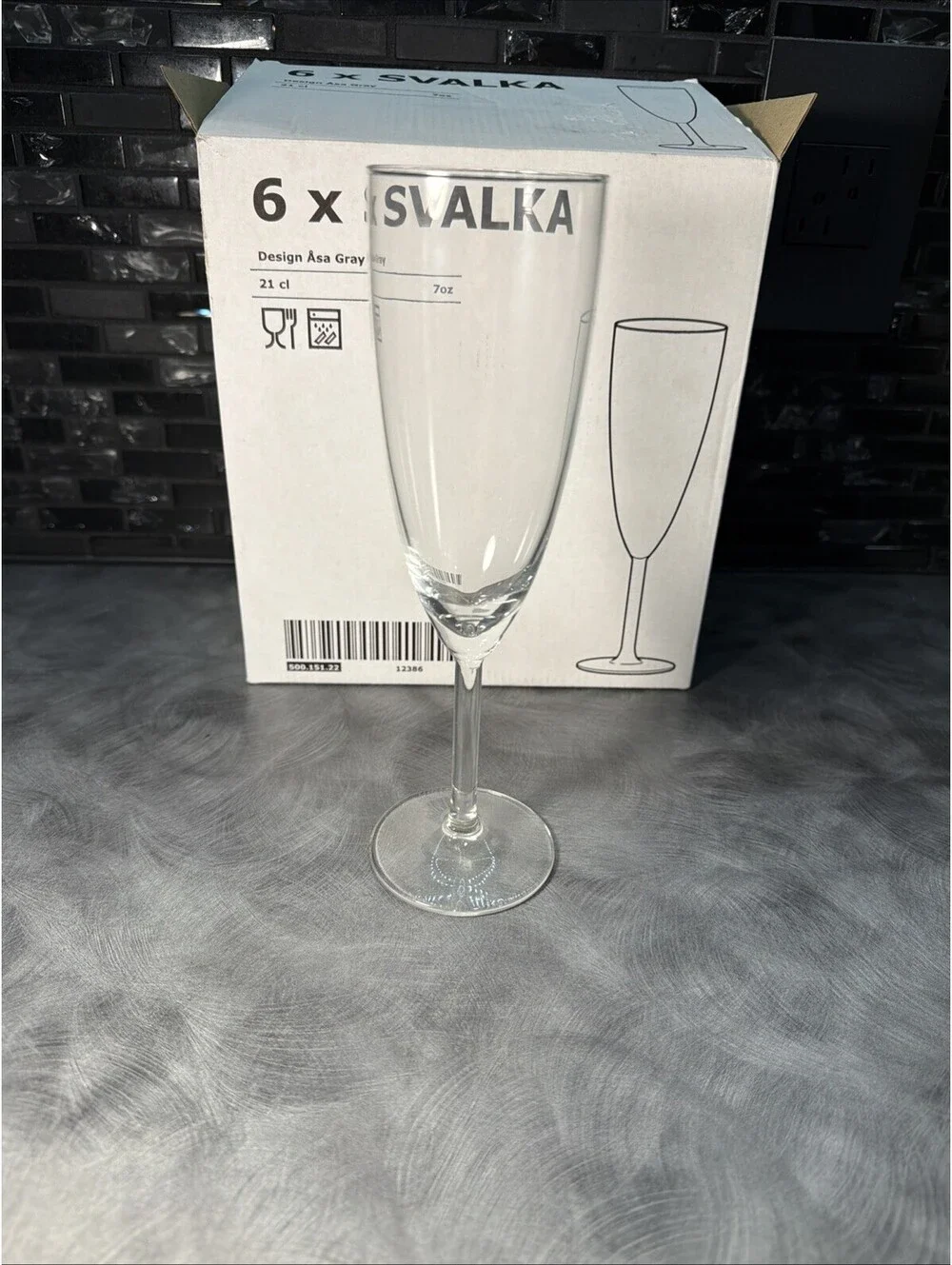 IKEA Swedish Champagne Flute Clear Glass 6 pack 500.151.22 Tall Slender Åsa Gray